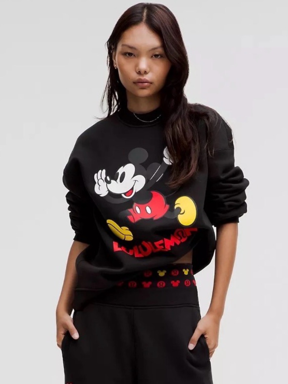 Disney x lululemon Mickey Mouse Oversized Crewneck Sweatshirt Black Medium NWOT